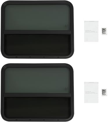 2 piezas de repuesto para ventanas de caravana | Ventana corredera vertical | Ventana de caravana | Ventanas de autocaravana con anillos de moldura rectangulares, protección solar y protección contra