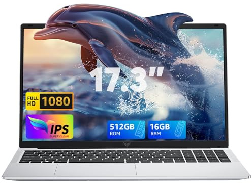 17,3 FHD Ordenador Portatil Procesador N95 16GB RAM DDR4 512GB SSD Trabajo | ACEMAGIC Portátil hasta 3,4 GHz, Expansión 2TB, 180° Plegado, Webcam 1MP, USB3.2, Type C, HDMI, Laptop Estudiar Domésticos