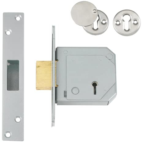 Union Locks C-Series B-3G114E-SC-67 5-Lever Mortice Deadlock Satin Chrome - 67mm Case