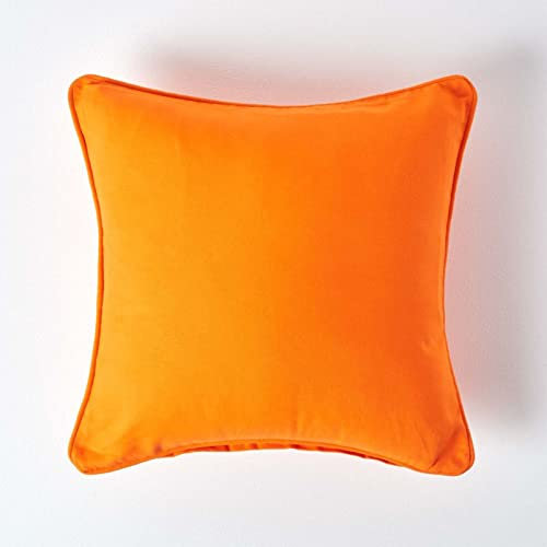 Homescapes orange Kissenhülle 60 x 60 cm, Deko-Kissenbezug mit Reißverschluss aus 100% Baumwolle, unifarbener Zierkissenbezug für Dekokissen und Sofakissen