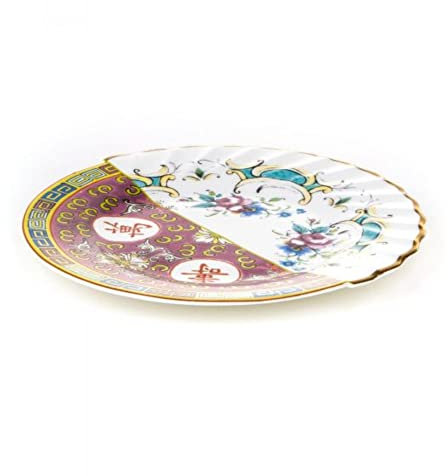 Seletti Obstteller aus Porzellan, Ø 20 cm, Höhe 1,6 cm, Hybrid-Eudossia