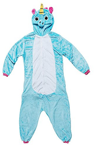 Katara 1744 - Einhorn türkis/rosa Kostüm-Anzug Onesie/Jumpsuit Einteiler Body für Erwachsene Damen Herren als Pyjama oder Schlafanzug Unisex - viele Verschiedene Tiere