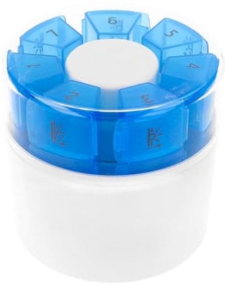 First Aid Only pastillero 7 días | Pastillero con 4 compartimentos cada uno para mañana, mediodía, tarde y noche | Pastillero compacto para viajar con separador de pastillas y mortero | P-10000