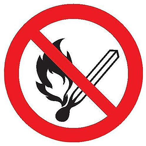 Betriebsausstattung24 Verbotsschild Keine offene Flamme… - Aluminium, geprägt - 10,0 cm Ø - Symbol Schild P003 - Offene Zündquellen und Rauchen verboten