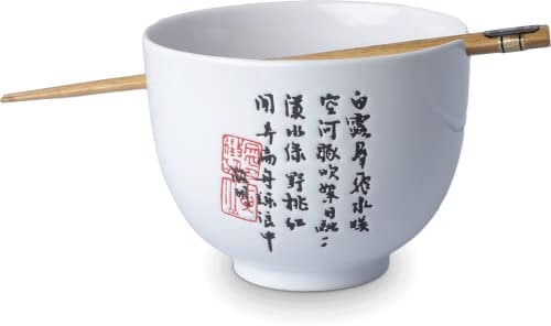 [ ZEIT WEIß ] Soba Bowl / Suppen-/Nudel-/Reisschale + 1 Paar Essstäbchen