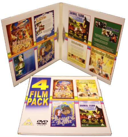 4 FILM PACK DVD ALADDIN NUTCRACKER PRINCE BEAUTY & THE BEAST ANIMAL FARM NEW
