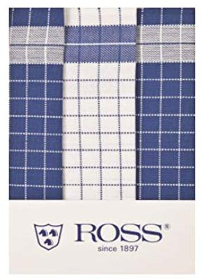 Ross 3er Pack Baumwoll-Geschirrtücher Karo 1742 blau 50x70 cm