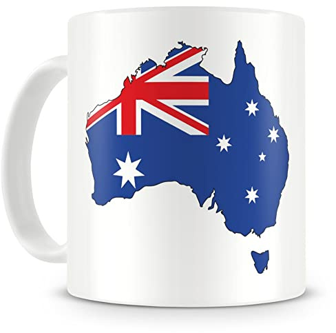 Samunshi® Australien Tasse für Kaffe oder Tee Geschenk für Down Under Fans Kaffeetasse Kaffeepot Teetasse Lustige Tassen zum Geburtstag weiß Keramik 300ml 300ml weiß