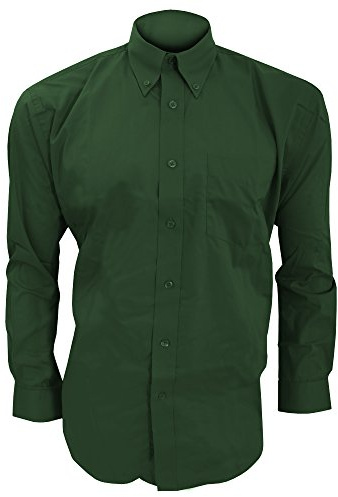KUSTOM KIT - Camisa de Manga Larga Formal Modelo Oxford Corporate Hombre Caballero - Fiesta/Trabajo/Eventos (Cuello 43cm) (Verde Botella)