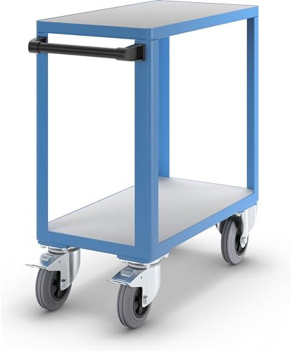 eurokraft | Industrie-Tischwagen | Ladefläche LxB 750 x 400 mm | lichtblau RAL 5012