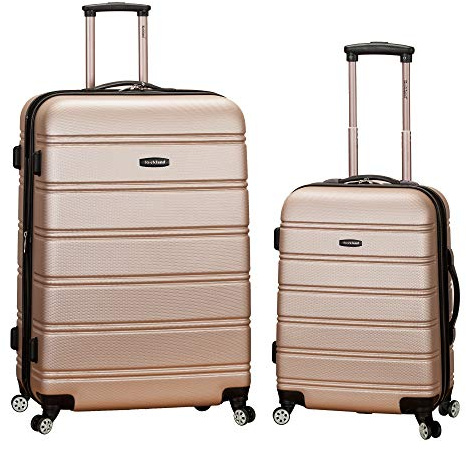 Rockland Melbourne Hardside 2 Piece Expandable Spinner Wheel Luggage Set, (20/28), Champagne