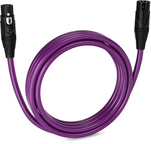 LyxPro 10 ft Balanced XLR Mic Cable, Male to Female, Purple