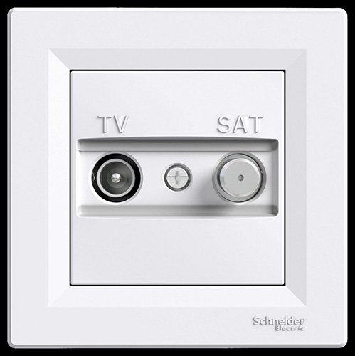 Sat TV - Prise de passage complète Schneider Electric Asfora - Blanc