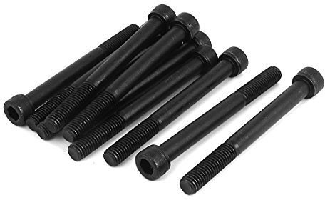 sourcing map 10pcs M10x100mm Vis à Tête Cylindrique à Six Pans Creux Tête Hexagonale Boulon Demi Filetage en Acier Allié 12.9 Noir