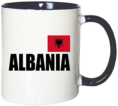 Mister Merchandise Kaffeetasse Albania Fahne Flag Teetasse Becher, Farbe: Weiß-Blau