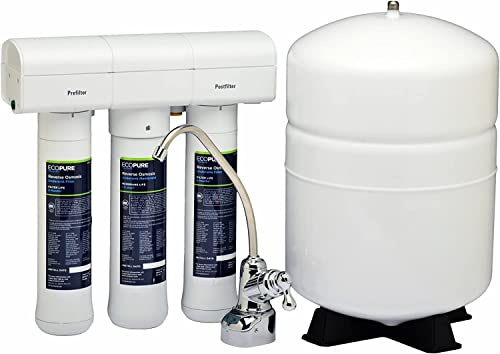 EcoPure ECOP30 Premium Reverse Osmosis System – Under Sink Drinking Water Filter System – NSF-Certified – Reduces Lead, Chlorine, and TDS –Bottled-Quality Water – Easy Filter Changes