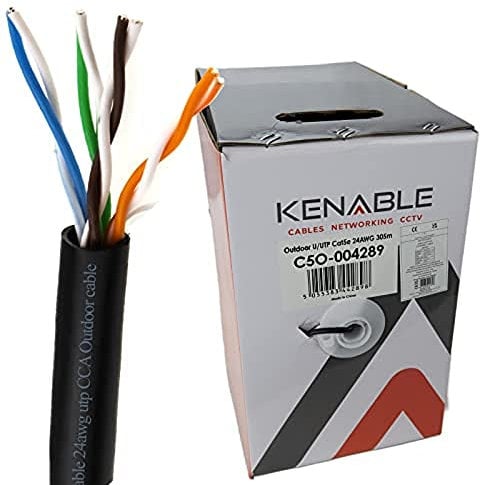 Kenable� - Cavo di rete ethernet per esterno UTP solido in bobina da 305 m