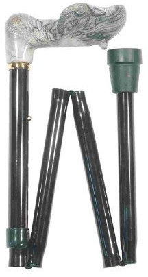 Classic Canes Left Handed Folding Stick With Marbled Orthopaedic Handle