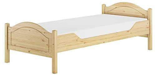 Erst-Holz®Einzelbett Kiefer Natur 90x200 Massivholz Gästebett Futonbett Rollrost Matratze 60.30-09M