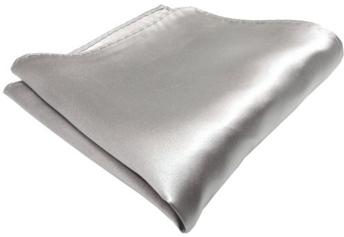 TigerTie gewebtes Designer Satin Seideneinstecktuch in silber einfarbig Uni - Tuch 100% reiner Seide