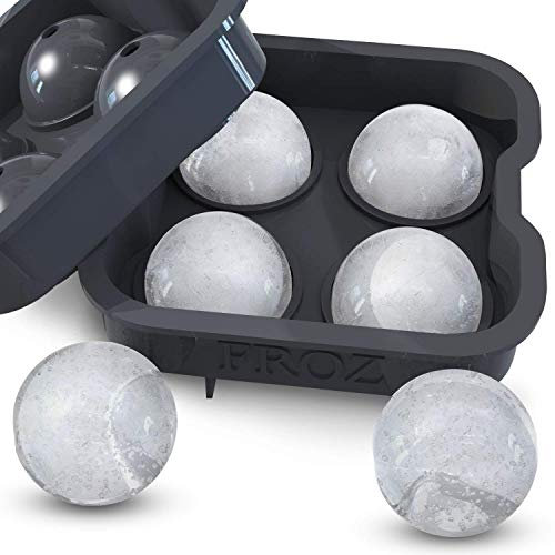 Housewares Solutions Froz Eiskugel-Maker – Schwarze Neuheit Lebensmittelqualität Silikon Eiswürfelform mit 4 x 4,5 cm Kugelkapazität