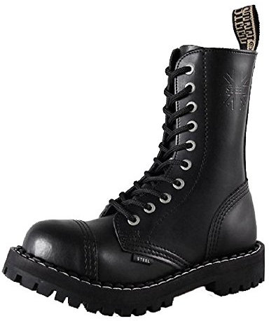 Steels 10 Loch Boots Schwarz, Grösse 43