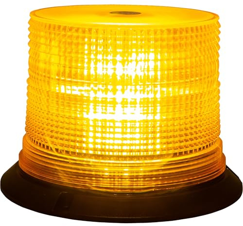 Buyers Products SL645ALP, 6.5 x 5 Inch Amber LED Beacon Light SAE J845 Class 1, Magnetic or Permanent Mount, 11 Flash Patterns, 12-24V Plug-in, High Visibility Dome Light for Work Trucks