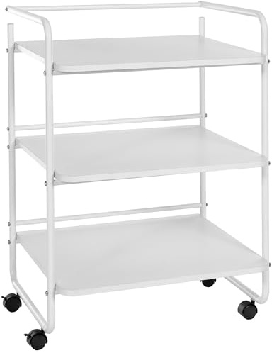 CLP Chariot PL902 I Chariot ŕ ustensiles sur roulettes I Chariot cosmétique avec Trois étagčres en Bois I Chariot Multi-usages, Couleur:Blanc