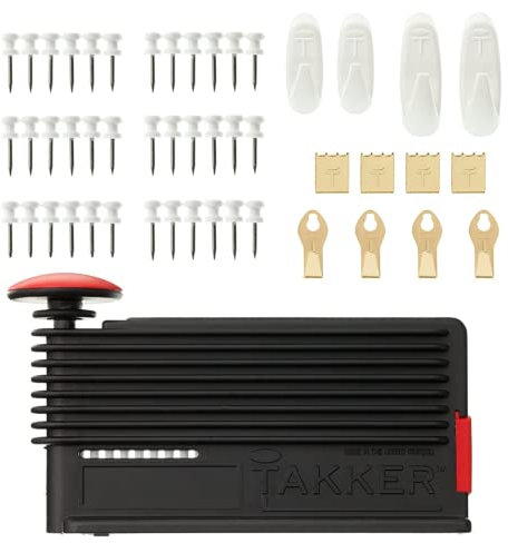 Takker® Easy One-Step Picture Frame Hanging Tool Kit - No Tools/Nails Required – As Seen On Dragon’s Den - Hang On Walls, Plasterboard, Wood, Up to 8kg Pictures Canvas Clock Decor Utensils Tools
