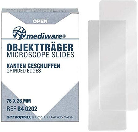 Mediware B4 0202 Objektträger Geschliffen, ohne Mattrand (50-er Pack)