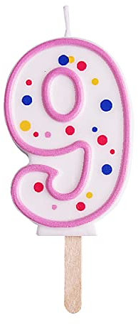PME CA089 Kerze, Nummer 9, Kunststoff, Rosa, 4 x 1 x 6.3 cm