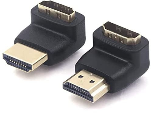 VCE Adaptateur HDMI Coudé 4K, Rallonge HDMI Male Femelle 2.0, Connecteur Angle Droit 90 Degrés et 270 Degrés Plaqué Or Compatible avec HD, TV, PS4, Xbox, Portable, Switch 3D Lot de 2