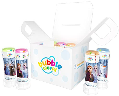 Bubble World- Bolle di Sapone Frozen per Bambini Disney, Colore Tubetti Bianchi con soffiatore Rosso Integrato, 60 ml, 103.658000