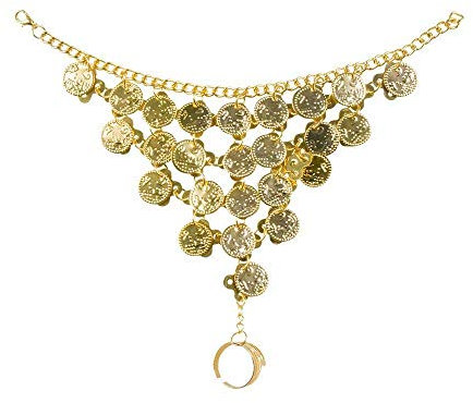 Boland 64475 - Handkette Belly Dance mit Finger-Ring, Mode-Schmuck, Wahrsagerin, Hexe, Armband, Kette, Accessoire, Kostüm, Karneval, Mottoparty