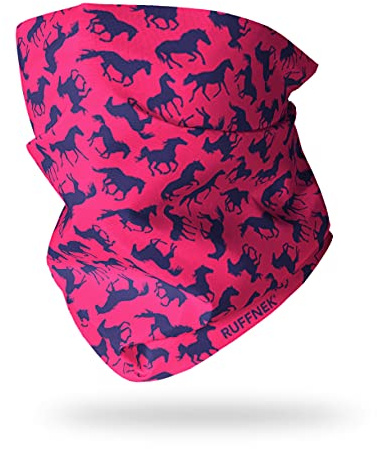 Ruffnek Equestrian HORSES PINK & BLUE Neck Gaiter Snood for Women | Lightweight Breathable Neckwarmer Headwear, One Size, Horse riding, Mucking out, Walking, Yoga, Music Festivals