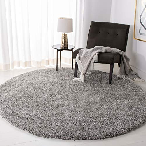 SAFAVIEH California Shag Collection Area Rug - 6'7 Round, Silver, Non-Shedding & Easy to Clean, Ultra Plush Thick Pile, Ideal for Living Room, Bedroom, Dining Space (SG151-7575)
