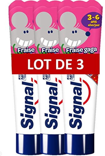 Signal Dentifrice Enfants 3-6 Ans Goût Fraise, Doux pour les Genvices, Pour Fortifier les Dents, 50ml - Lot de 3