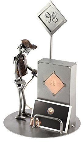 Steelman24 I Omini di Viti Pompa di Benzina I Idee Regalo Originale I Soprammobili in Metallo I Modellino