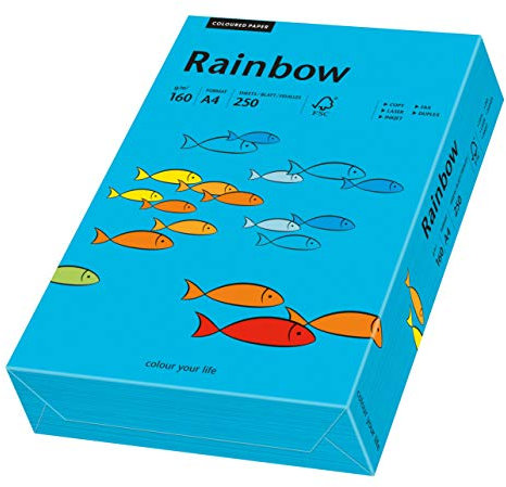 Papyrus 88042747 Drucker-/Kopierpapier farbig, Bastelpapier: Rainbow 160 g/m², A4, 250 Blatt Buntpapier, matt, blau
