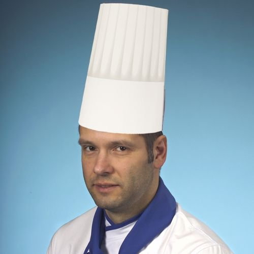Papstar 12208 Burgund - Gorros de Cocinero (23 cm, tamaño Ajustable, Papel, 25 Unidades), Color Blanco