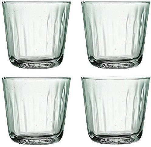 LSA International Mia Tumbler 250ml Recycled/Part Optic | Set of 4 | Recycled Glassware | MZ01, Clear Decorated
