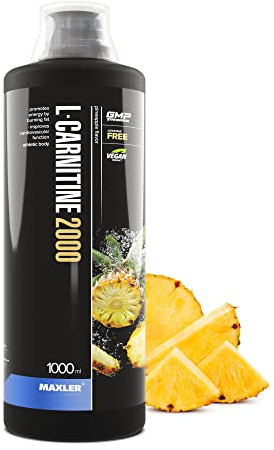 Maxler L Carnitin Liquid Hochdosiert - L Carnitin Flüssig - Vegan und Zuckerfrei - reich an Geschmack - optimal dosiert - 2000 mg von L-Carnitin pro Portion - Ananas - 1000ml