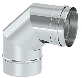 Schornstein - Winkelelement EW einwandig mit 90° Winkel starr, Innendurchmesser 150mm; 0,6mm Wandstärke, Edelstahl