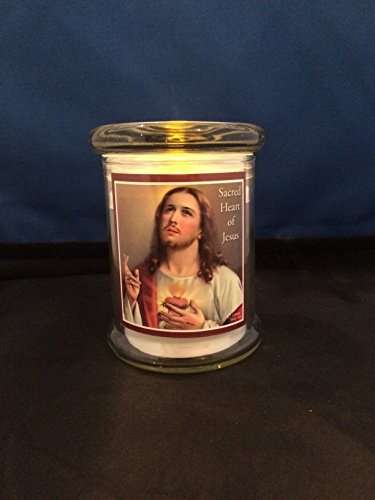 CBC Sacred Heart of Jesus LED Memorial Grave Light in Glass Jar