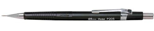 Pentel 12 Stück Druckbleistift P 205, schwarz, Durchmesser von Minen: 0,5 mm