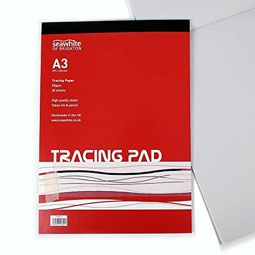 Seawhite - A3 Tracing Pad - 90 GSM - 30 Sheets High Quality - Semi-Transparent Paper - Suitable for Pencils and Ink Pens - Ideal for Students and Professional Artists