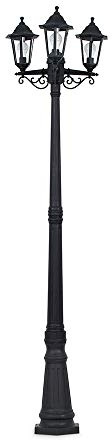 MiniSun | Traditional 2.2m Black 3 Way IP44 Outdoor Garden Lamp Post Light Complete with 3 x 4w LED Candle Bulbs | Outdoor Lights & Home/Garden Improvements Essential | | Mains Wired