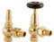 UK-20 Ab Arroll traditional manual Radiator valve in Antique Brass with FSC certified black wooden wheel head & lockshield