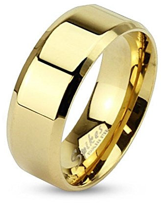 Bungsa 49 (15.6) Goldener Ring klassisch Edelstahl mit abgerundeten Kanten für Damen & Herren 49-70 (Fingerring Schmuckring Partnerringe Verlobungsringe Trauringe Damenring Chirurgenstahl Frauen)