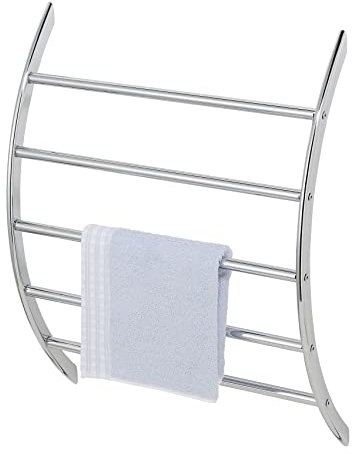 WENKO Exclusiv Wand-Handtuchhalter mit 5 Stangen, Stahl, 56 x 67 x 17 cm, Chrom Silber Glänzend